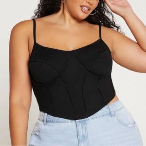 Shein Fit+ Black Faux Corset Crop Top